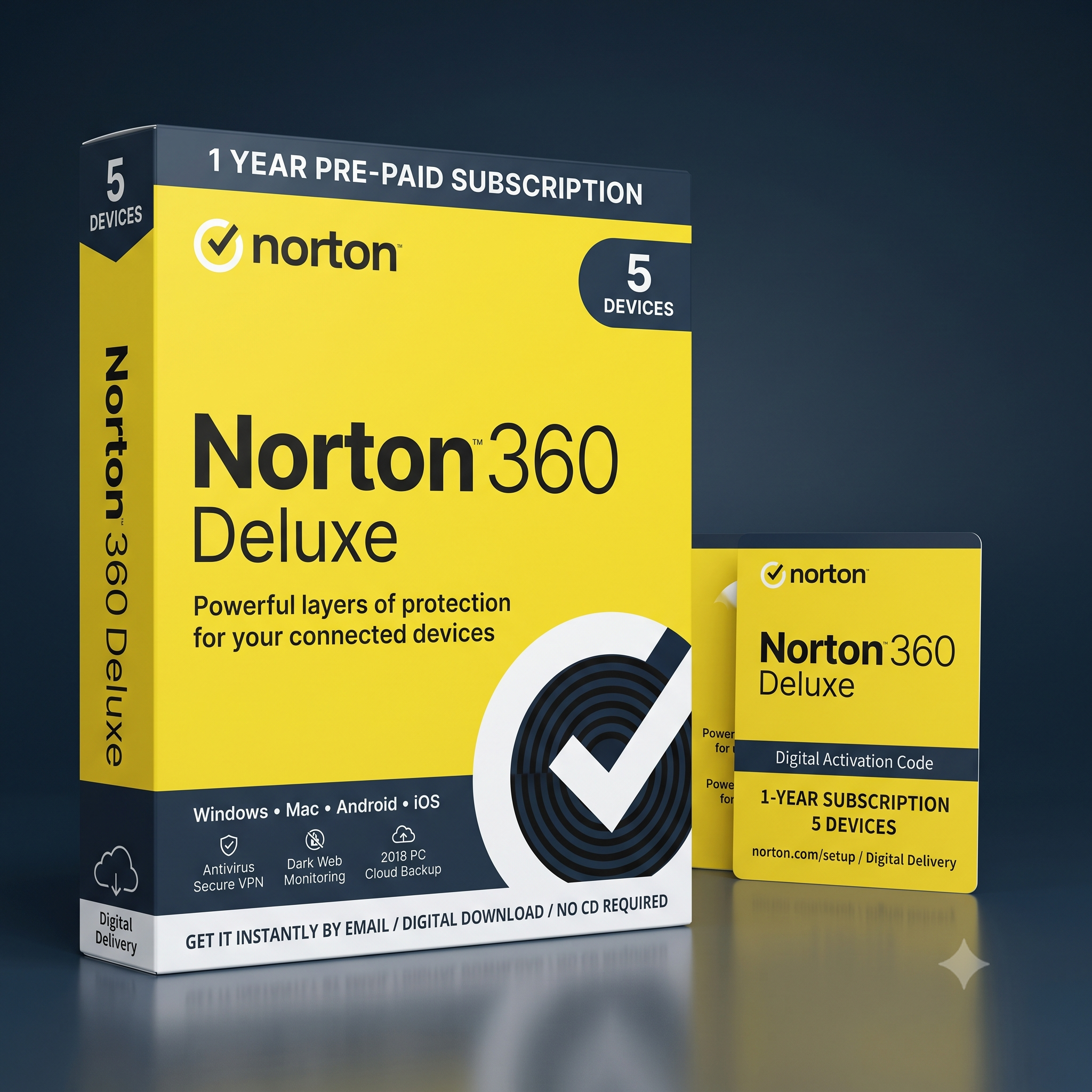 Norton 360 Deluxe – 1-Year, 5 Devices